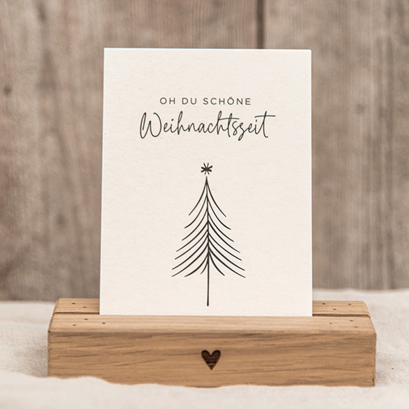 POSTKARTE "OH DU SCHÖNE WEIHNACHTSZEIT" - HOLZSCHLIFFPAPPE